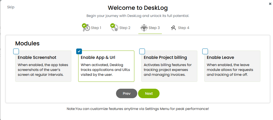 Desklog Enable Additional Features