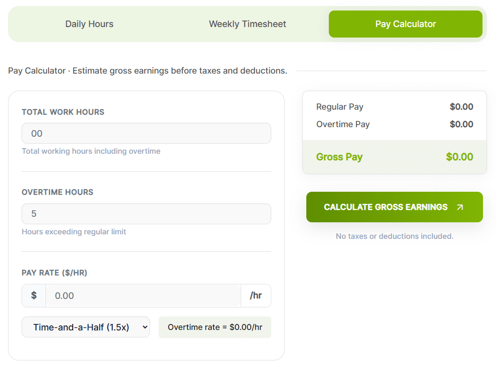 Pay Calculator Interface