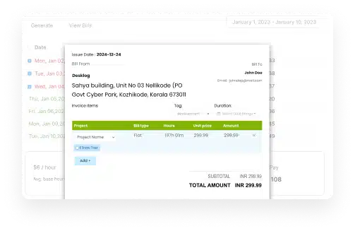 Time tracking software with automated invoicing, billing management, and project-based workforce productivity tracking